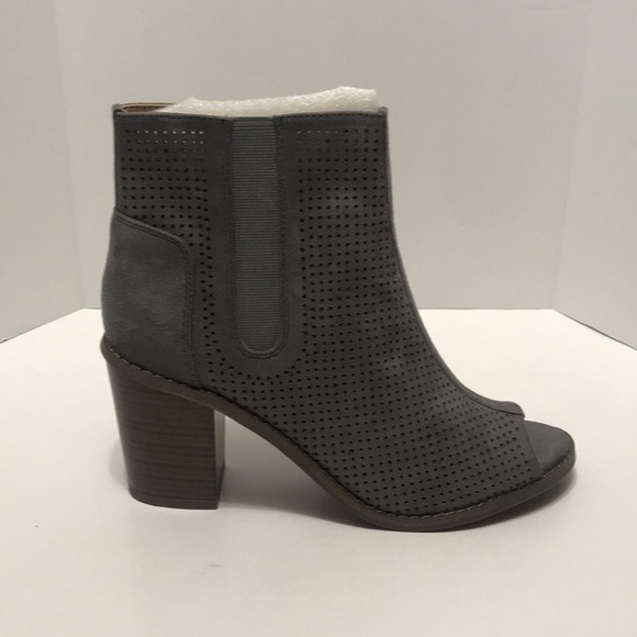 𝅺Grey Faux Suede Peep Toe Booties - Picture 7 of 9